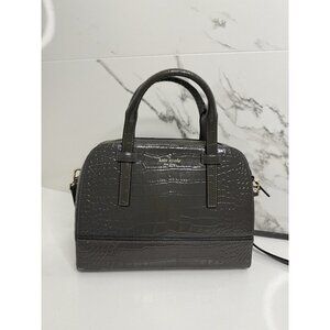 KATE SPADE Riverside Street Exotic Medium Felix Satchel Deep Graph Dark Gray EUC